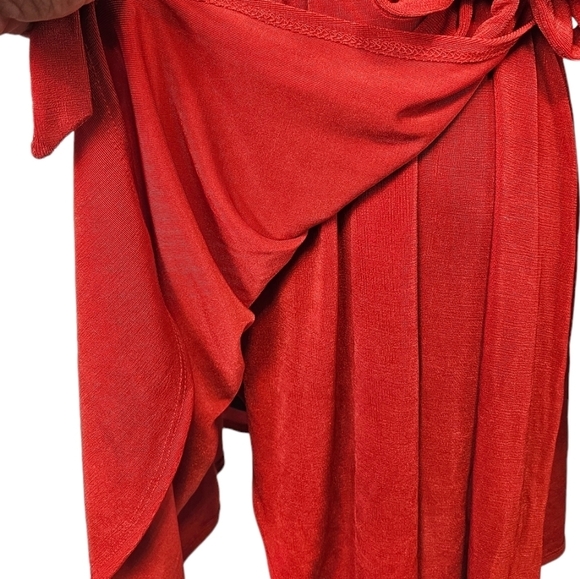 Wild Fable Red Faux Wrap Long Balloon Sleeve Dress Size Medium Women's - Picture 6 of 10